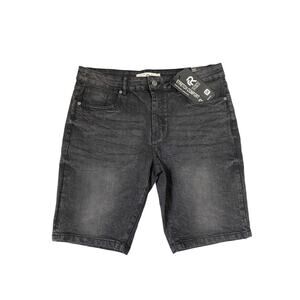 Refinery Republic Mens Black Denim Shorts Size 34 Faded Grunge Skater NWT